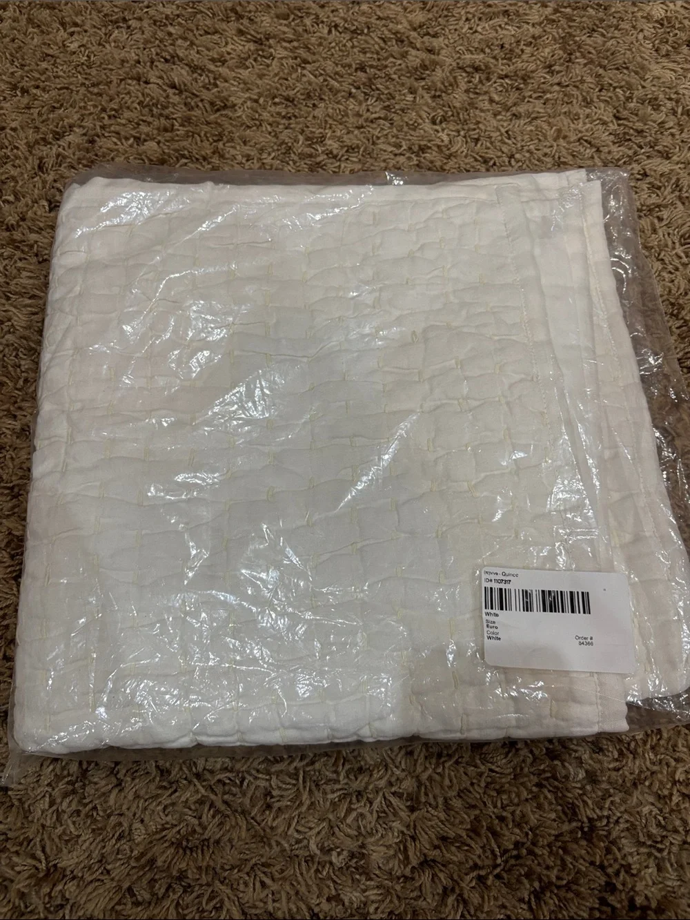 European Linen Cotton Stitch Quilted Euro Sham Ivory 26x26